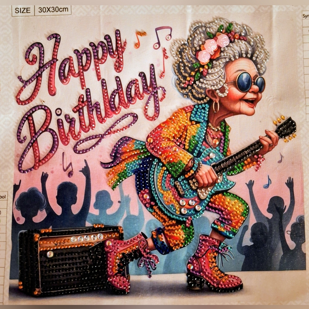 Diamond Rock N Roll Grandma Completed Diamond Art Painting